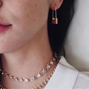 Affordable Fashion Finds Gold Padlock Drop Earrings